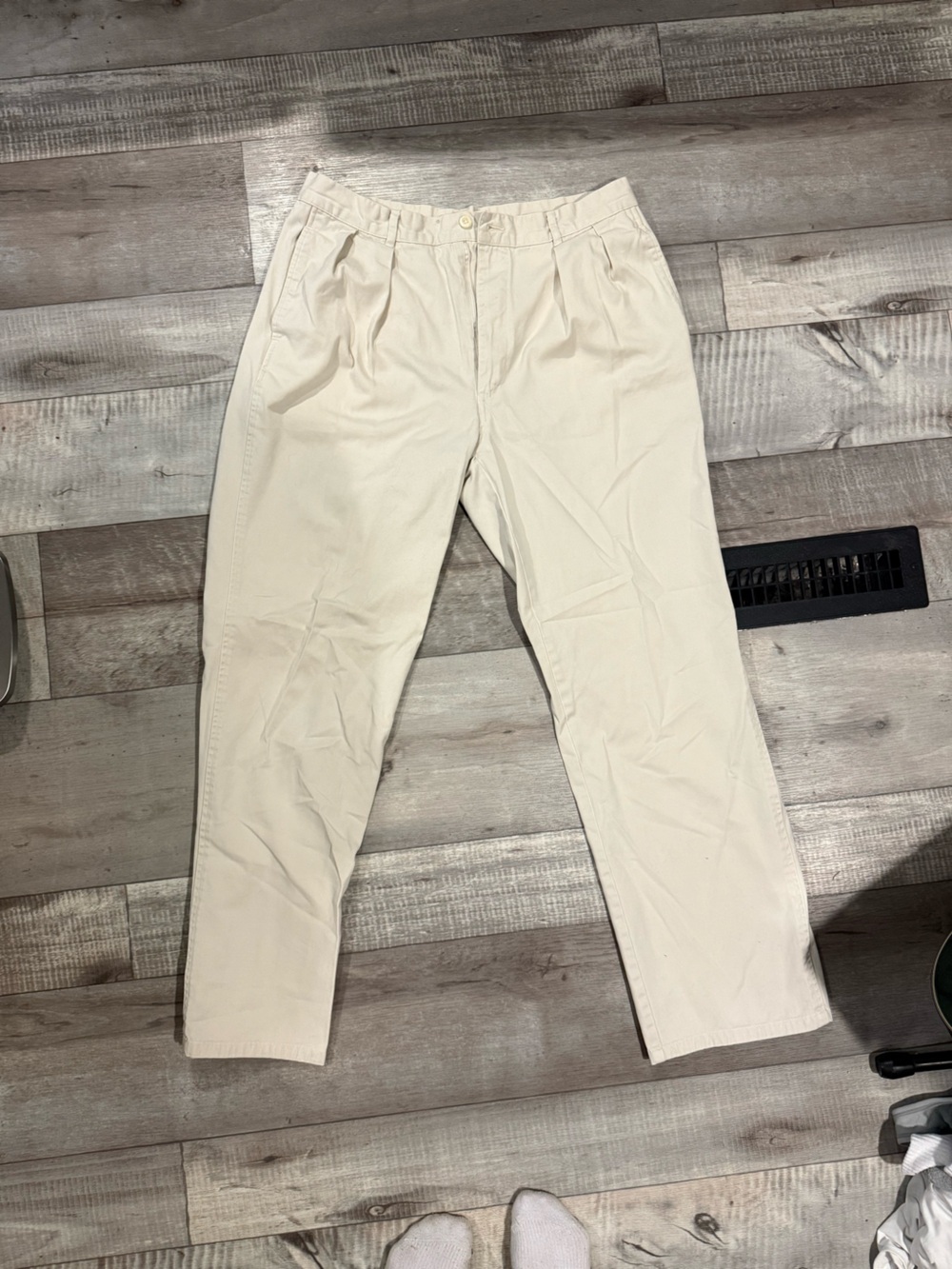 Nordstrom Cream Pleated Chinos